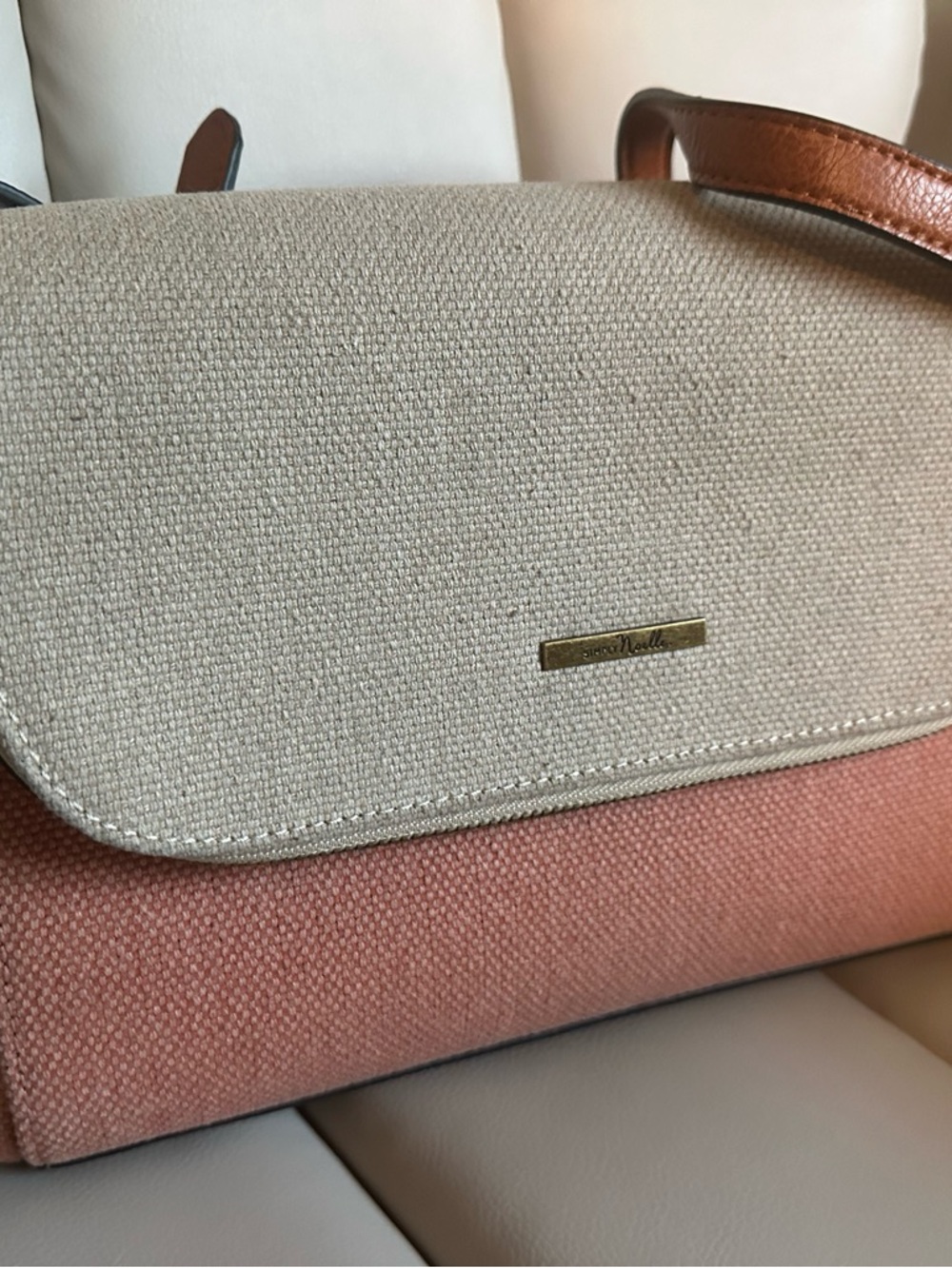 Simply Noelle Canvas Crossbody in Peach and Cream